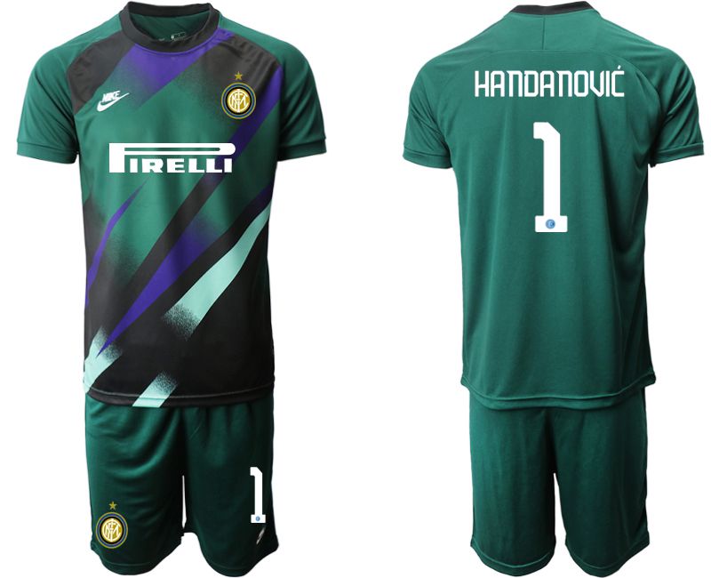 Men 2020-2021 club Inter Milan Dark green goalkeeper #1 Soccer Jerseys